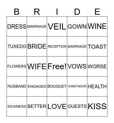 Kylie's Getting Married!!! Bingo Card