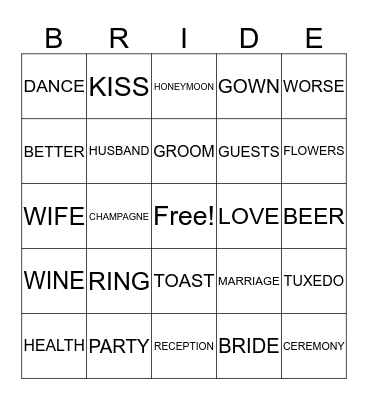KYLIE'S GETTING MARRIED!!! Bingo Card