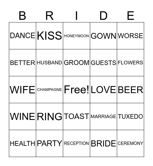 KYLIE'S GETTING MARRIED!!! Bingo Card