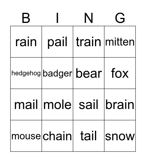 ai words Bingo Card