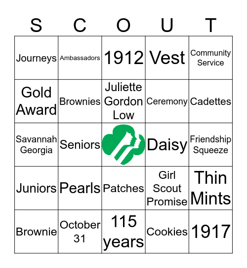 Girl Scout Bingo! Bingo Card