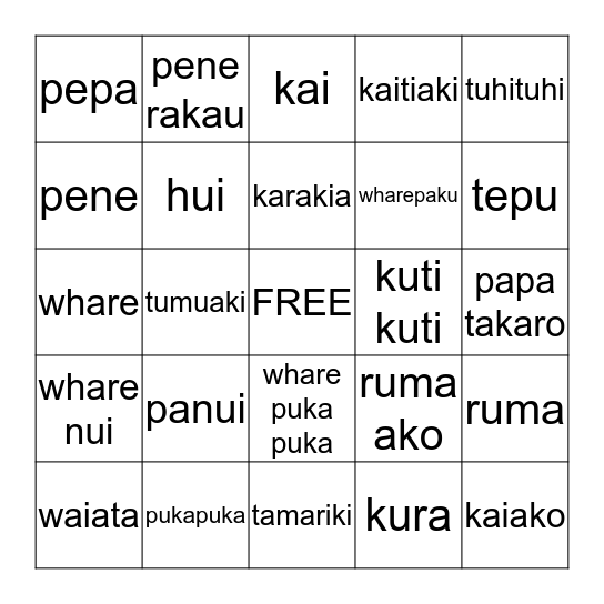 Te Kura Bingo Card