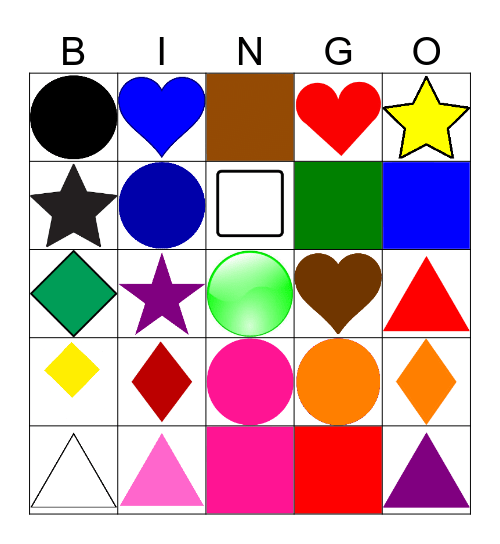 Shapes and Colours Bingo Card