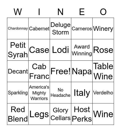 WineShop at Home Wine-O Bingo Card