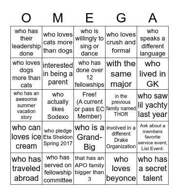 Find An Active! (Print Full Name in box) Bingo Card