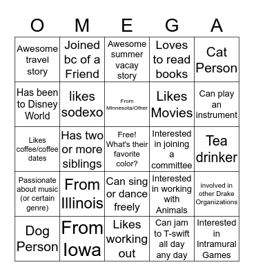 Find a Pledge (Print Name in Box, This card is for Active Members, Place more than one name if wanted/needed) Bingo Card