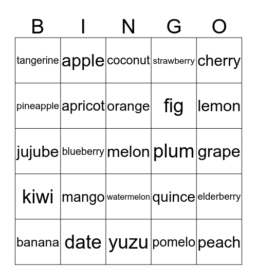 Drabble BINGO Card