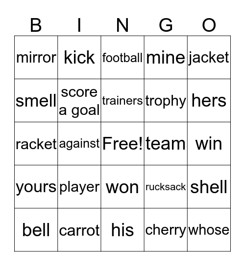 Go Team, Go! Bingo Card