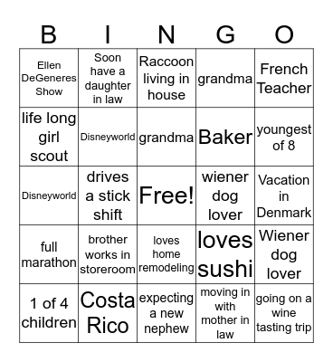 ANM BINGO Card