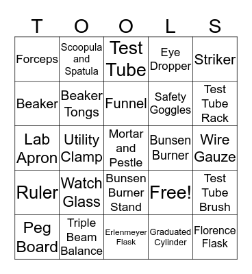 Lab Tools BINGO Card