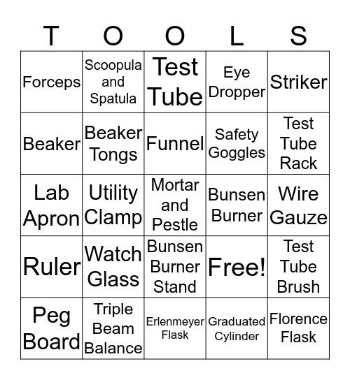 Lab Tools BINGO Card