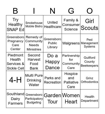 Families First Block Party Bingo Card