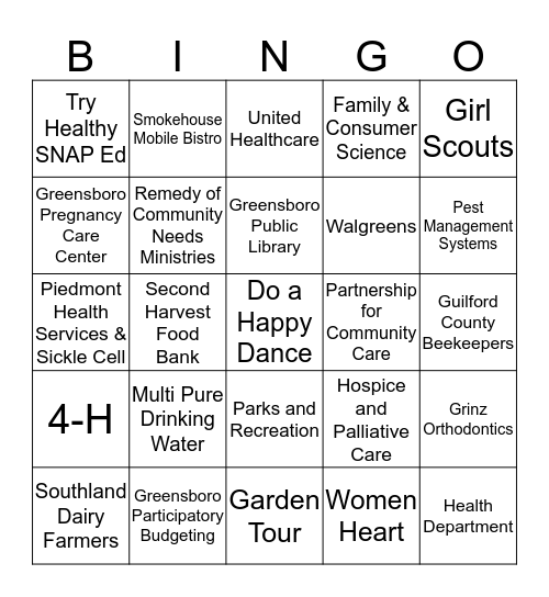 Families First Block Party Bingo Card