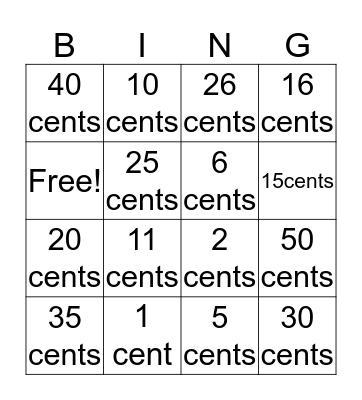 Money Bingo! Bingo Card