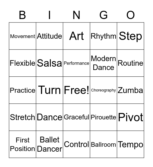 Dancing Bingo Card