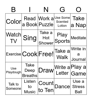 COPING SKILLS BINGO Card