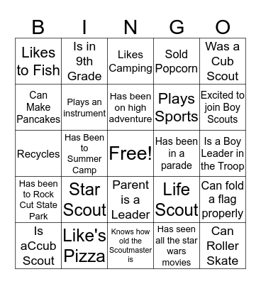 Troop 181 Bingo Card