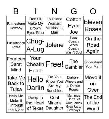 Musical Bingo  Bingo Card
