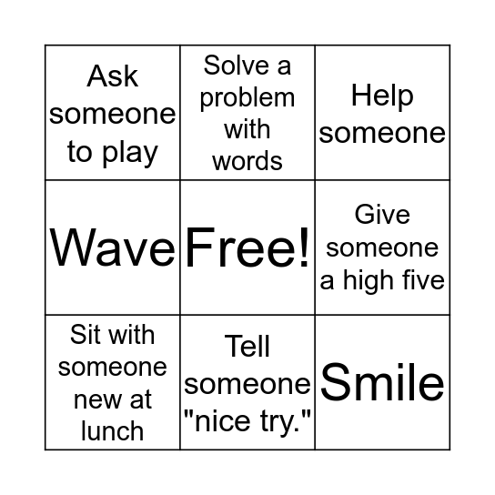 Relationship Bingo Card