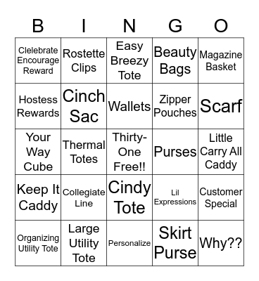 Thirty-One Fun!! Bingo Card