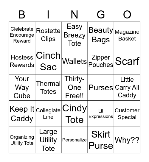 Thirty-One Fun!! Bingo Card