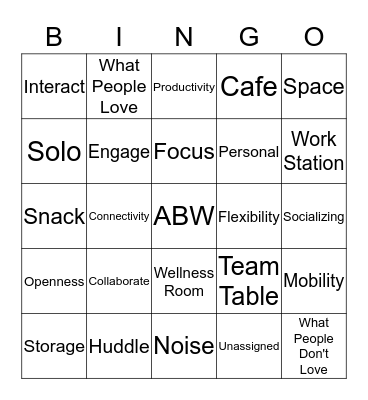 LINGO  Bingo Card