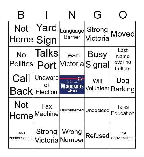 Victoria's Bingo for Mayor Bingo Card