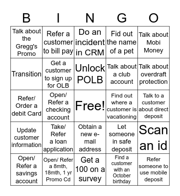 Quarter 4 Bingo Card