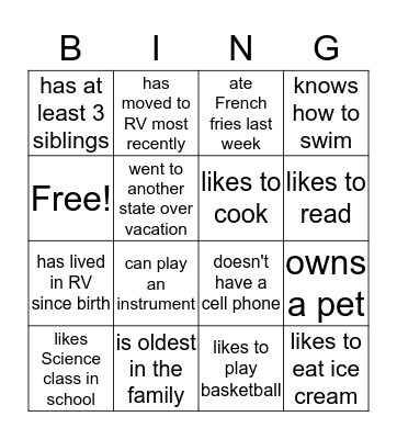 FIND A PERSON WHO.... Bingo Card