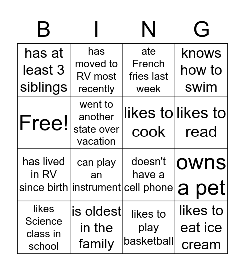 FIND A PERSON WHO.... Bingo Card