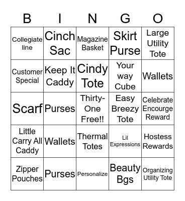 Thirty-One Fun!! Bingo Card