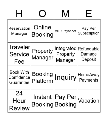 HomeAway Bingo Card