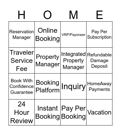 HomeAway Bingo Card