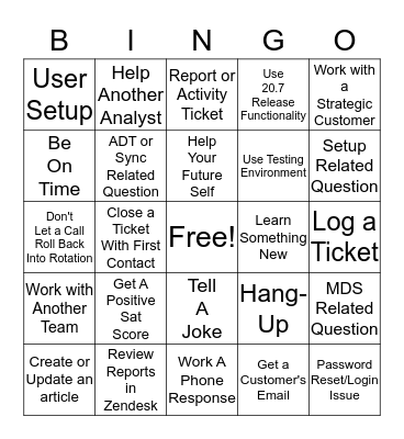 SUPPORT BINGO Card
