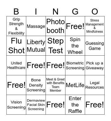 2017 Health & Wellnesss Fair Bingo Card