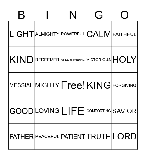 JESUS IS... Bingo Card