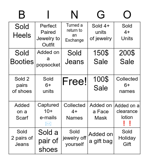 Francesca's Bingo Card