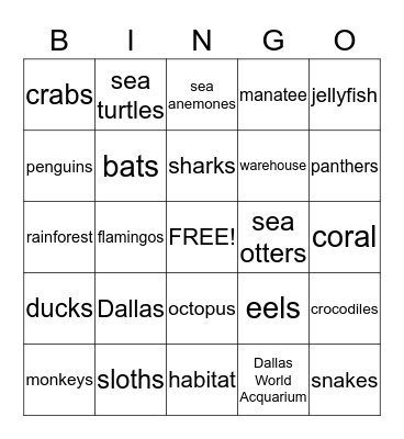 Field Trip Bingo Card