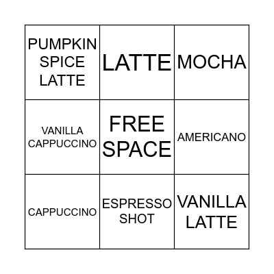McCafe BINGO Card