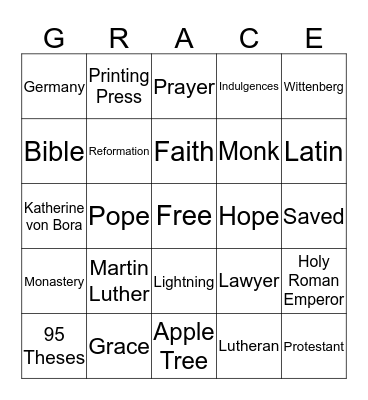 Reformation 500! Bingo Card