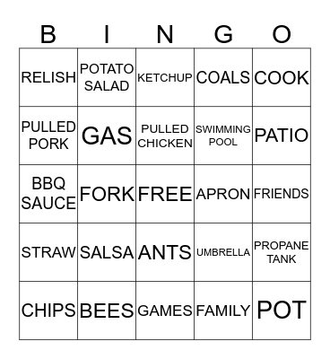 SUMMER BARBEQUE 2013 Bingo Card