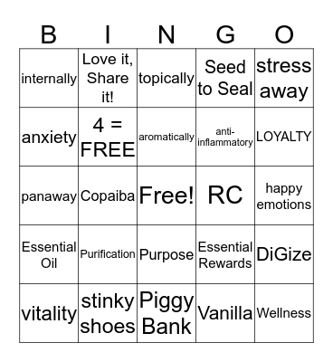 Exploring Essential Oils Bingo Card