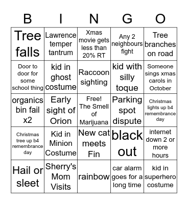 Fall and Winter Bingo Card 2 Bingo Card
