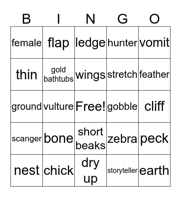 Vulture Bingo Card