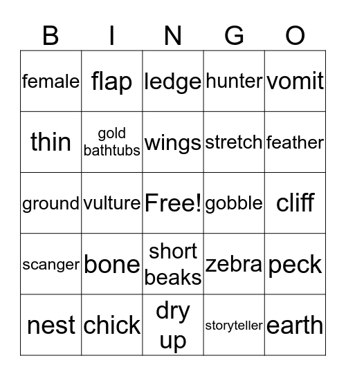 Vulture Bingo Card