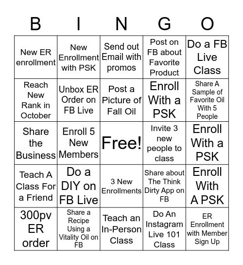 October Bingo Bango Bingo Card