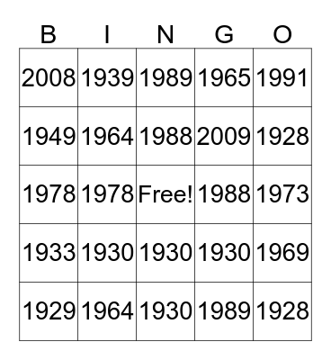 FFA History  Bingo Card