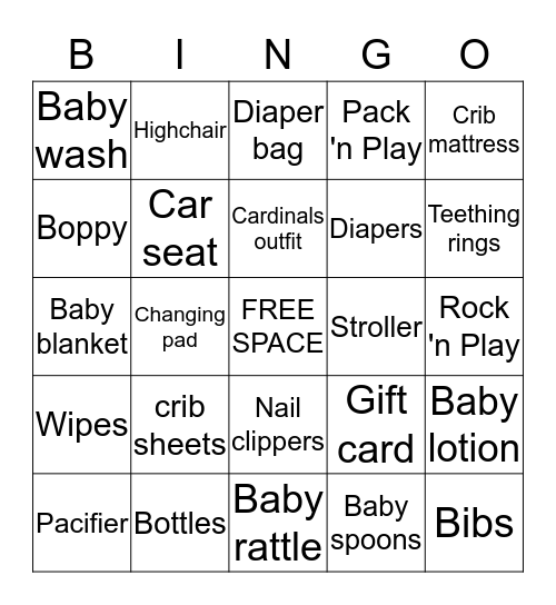 What will baby Vincent get?? Bingo Card