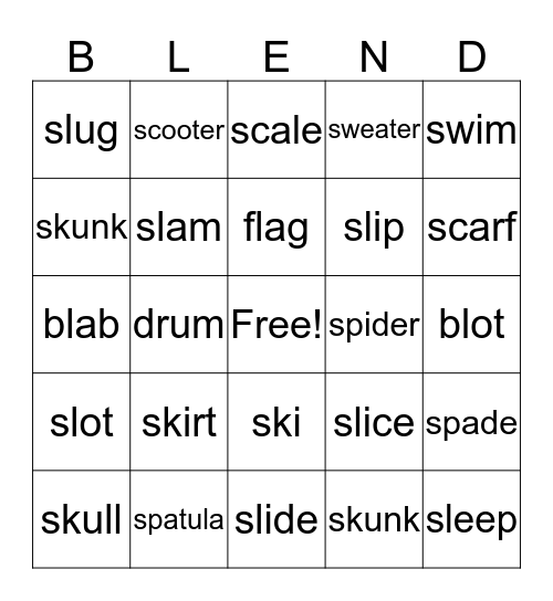 Blends Blingo Bingo Card