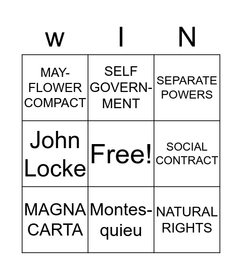 Enlightenment Bingo Card